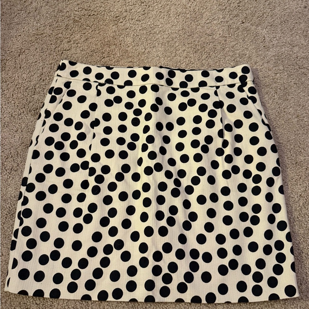 J. Crew Black and White Polka Dot Mini Skirt